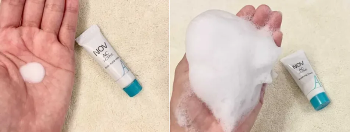 NOVニキビ洗顔　実際の泡